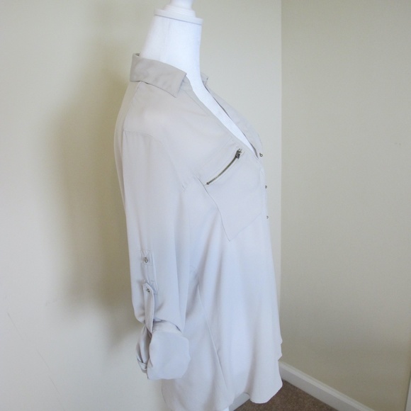 Women's Express Portofino Collared business office Shirt top Size S Cream GUC - Picture 2 of 6